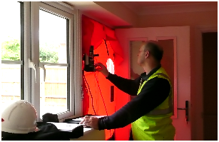 Air pressure test a new build residential dwelling