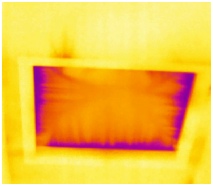 Thermal image of air leakage around loft hatch